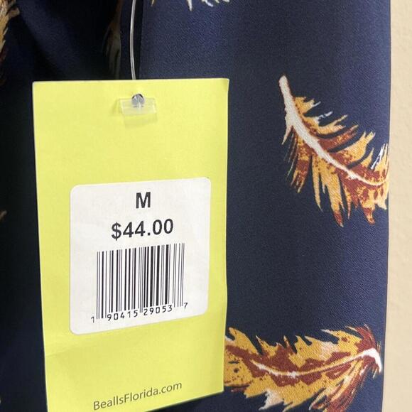 Juniper & Lime Navy Feather Blouse Shirt Sz M Long Sleeve NWT - Picture 5 of 5